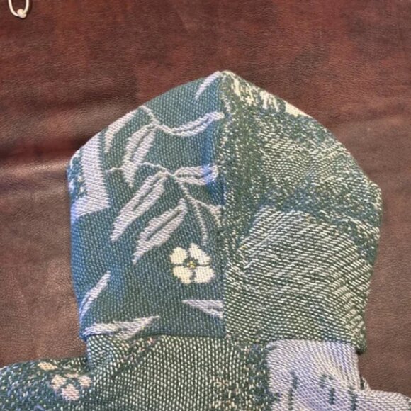 Vintage Rework Green Fringe Cropped Tapestry Blanket Hoodie - Picture 8 of 9